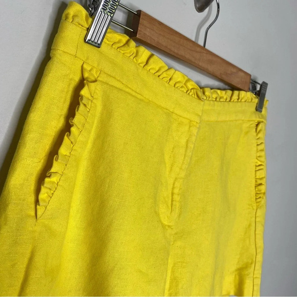 J. Crew Factory Yellow High Rise Linen Ruffle Shorts Size 2 - Picture 3 of 9